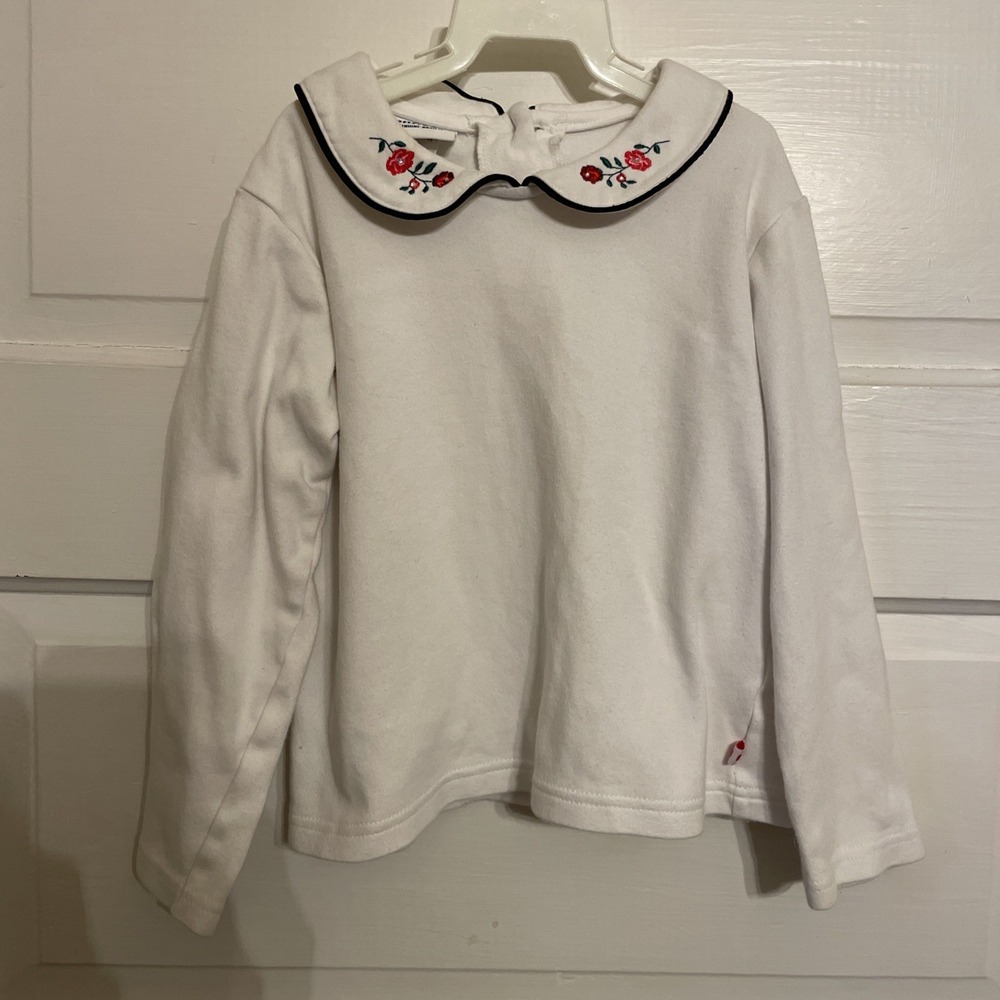 Vintage OshKosh B' Gosh Long Sleeve Peter Pan Collar Flower Embroidered Girls 5T